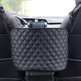 Car Handbag Holder, Car Leather Wallet Holder, Car Back Seat Storage Holder，Handbag Holder Between Car Seats， Car Back Seat Pet Child Barrier (Black)