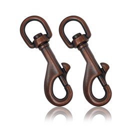 Ganzoo © Swivel Carabiner Hook, Set of 2 Bolt Carabiner for Dog Collar, Steel Carabiner 75 mm, for Paracord 550 Dog Lead, Snap Carabiner Swivel Head, Zinc Alloy, Color Copper