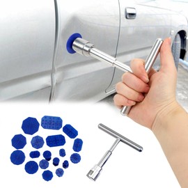 dawfall 19 PCS Car Dent Repair Tool, T-Shaped Puller Handle Lifter + 18 Suction Cups of Different SPEC, Damage-Free Paint Dent Disappears Kit, Universal for Car Repair Accessory (Blue & Silver)
