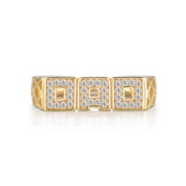 9 Carat Gold on Solid Sterling 925 Silver Diamond Set DAD Ring Sizes L to Y (O) (W)