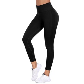 NORMOV Seamless Workout Butt Lifting Leggings - Booty Scrunch Gym Leggings for Women(Black,L)