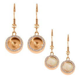 Quiges Interchangeable 12 mm Mini Coin Women's Earrings Stainless Steel, Rubber, Cubic Zirconia