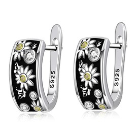 KZX Daisy Earrings 925 Sterling Silver Daisy Flower Earring Daisy Earrings for Women Daisy Jewelry Birthday Gift for Women