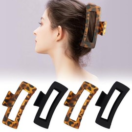 MAORULU Pinzas extragrandes para el pelo para mujer, de 12,7 cm, para cabello grueso y largo, con diseño cuadrado antideslizante de los años 90 para c