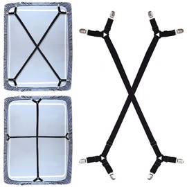 Sheet Suspenders, H HOME-MART 2Pcs Fitted Sheet Bed Sheet Holder Straps - Adjustable Bed Sheet Clips Fasteners Fitted Sheet Straps Crisscross Bed Sheet Clips Elastic Band Fitted Bed Sheet Suspenders