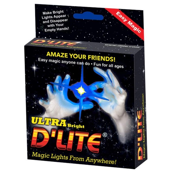 D'lites Regular Blue Lightup Magic - Thumbs - Set of 2 Original Amazing Ultra Bright Light - Closeup & Stage Magic Tricks - Easy - Free Training Video See Box (Regular, Blue)