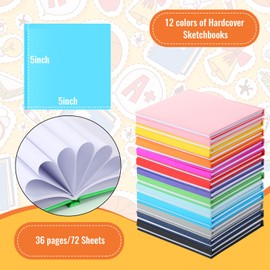 Ireer 24 Pcs 5 x 5 Inch Colorful Hardcover Blank Book Bulk Hardcover Sketchbooks for Kids to Write Stories Blank Books for Journaling Sketching Writing DIY Crafts Supplies 72 Pages(Mixed Color)
