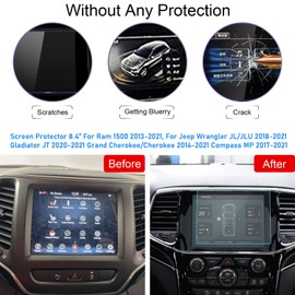 TTCR-II For Ram 1500 Screen Protector 8.4 2013-2025, for Jeep Grand Cherokee 8.4 Screen Protector 2014-2024, For Wrangler JL 2018-2023, Gladiator JT 2020-2023, Compass MP 2017-2025