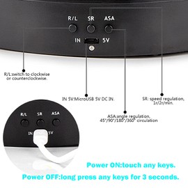 Leadleds Electric Turntable, 7.68 Inch Electric 360 Degree Turntable Display Stand for Photography, Jewellery, Watches, Digital Products, Black