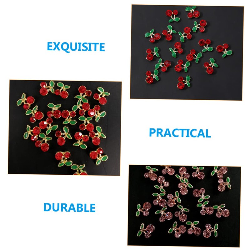 Abaodam 2sets Nail Pearls Gems DIY Charms for Women Cherry