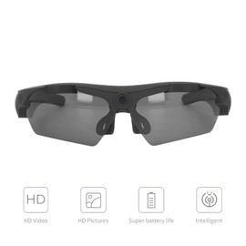 Tosuny 1080p Occhiali da Telecamera FHD, Occhiali da Sole Video Intelligenti con Lenti Polarizzate, Registrazione Audio e Video, Occhiali da Azione Sportiva Indossabili per Guida, (BLACK)