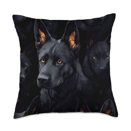 Black German Shepherd Pattern Design Throw Pillow