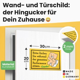 DankeDir! Bitte Bleiben Sie Sitzen - Sign 30 x 20 cm - Toilet Sign for Hanging Toilet Sign Funny Toilet Sign - Guest Toilet Wall Door Sign Men's Guest Decoration