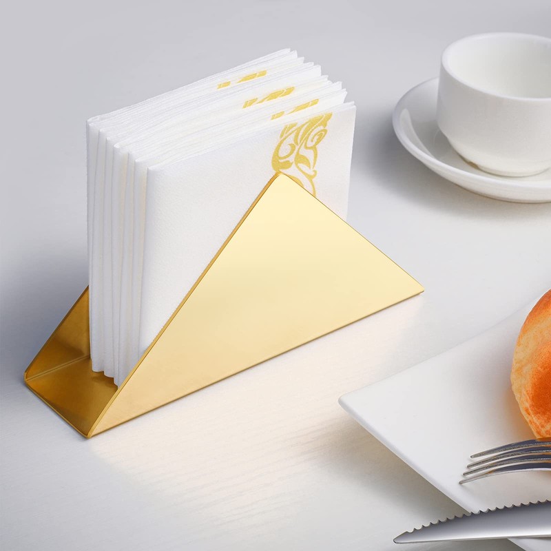 Gold Stainless Steel 304# Napkin Holder, Triangle Cocktail Napkin Dispenser