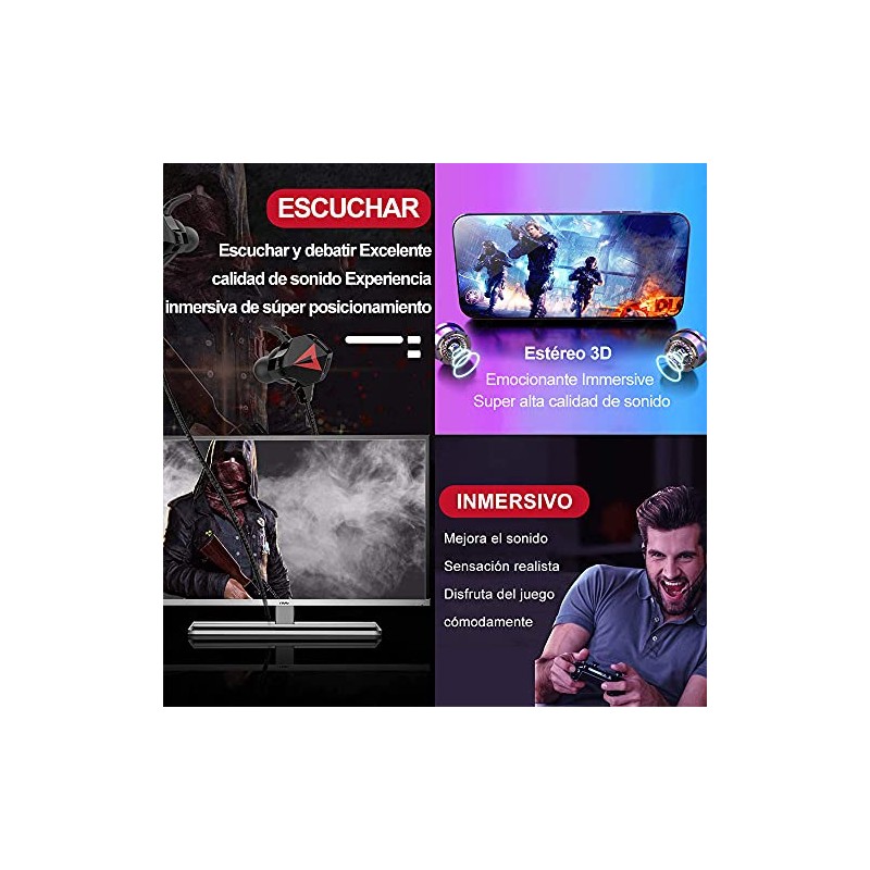 Audífonos Gaming InEar, con Micrófono Desmontable (Negro)