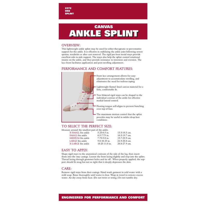 OTC Ankle Splint, Canvas Lace-Up, Rigid Metal Stays