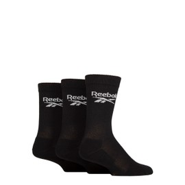 Reebok 'Core' Ribbed Cushioned Socks - Unisex, Mens and Ladies Soft Cotton Regular Crew Calf Length with Arch Support and Seamless Toes 3 Pair Multipack Size Range of UK 2.5-12.5 Black 4.5-6
