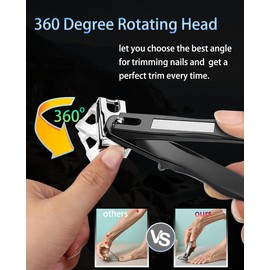 360 Degree Rotating Long Handle Fingernail Clipper (Black)