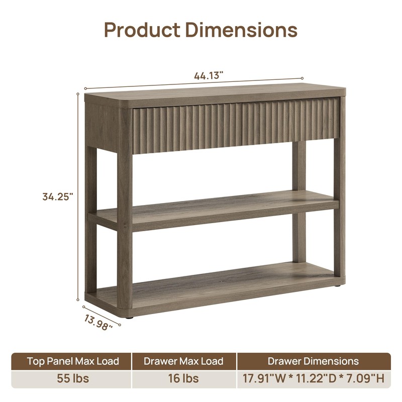 SICOTAS Fluted Entryway Table with Storage, 44.13" W Console Table