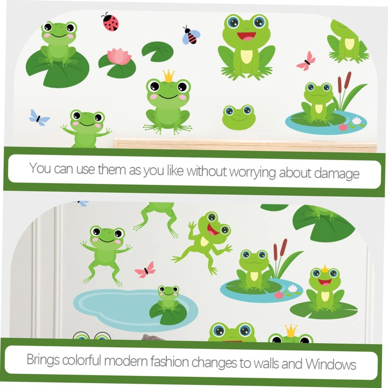 HAPINARY Cute Frog Wall Decals 4 Sheets Frog Wall Sticker