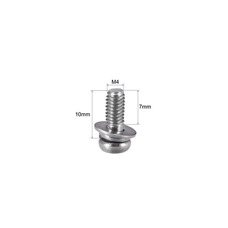 sourcing map M4 x 10mm Stainless Steel Phillips Pan Head