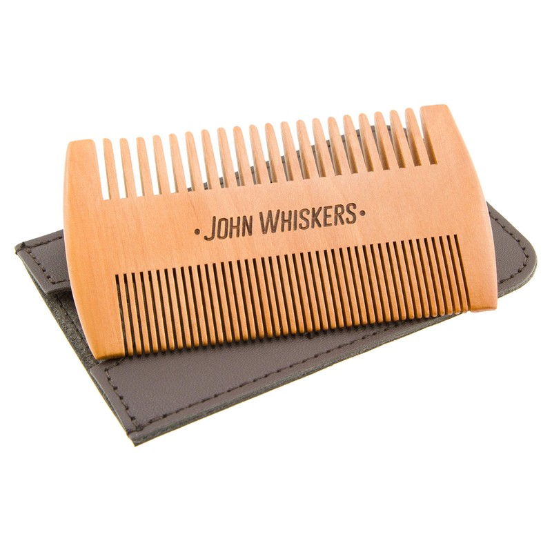 John Whiskers Beard Comb & Travel Case - Anti-Static Duo