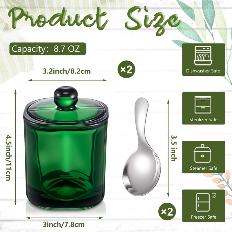 Reallnaive 2 Set Glass Salt Cellar with Lid and Spoon
