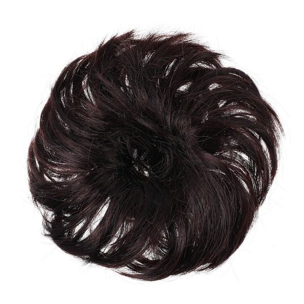 ElevateTech 2pcs Messy Bun Hair Piece Natural Curly Dark Brown