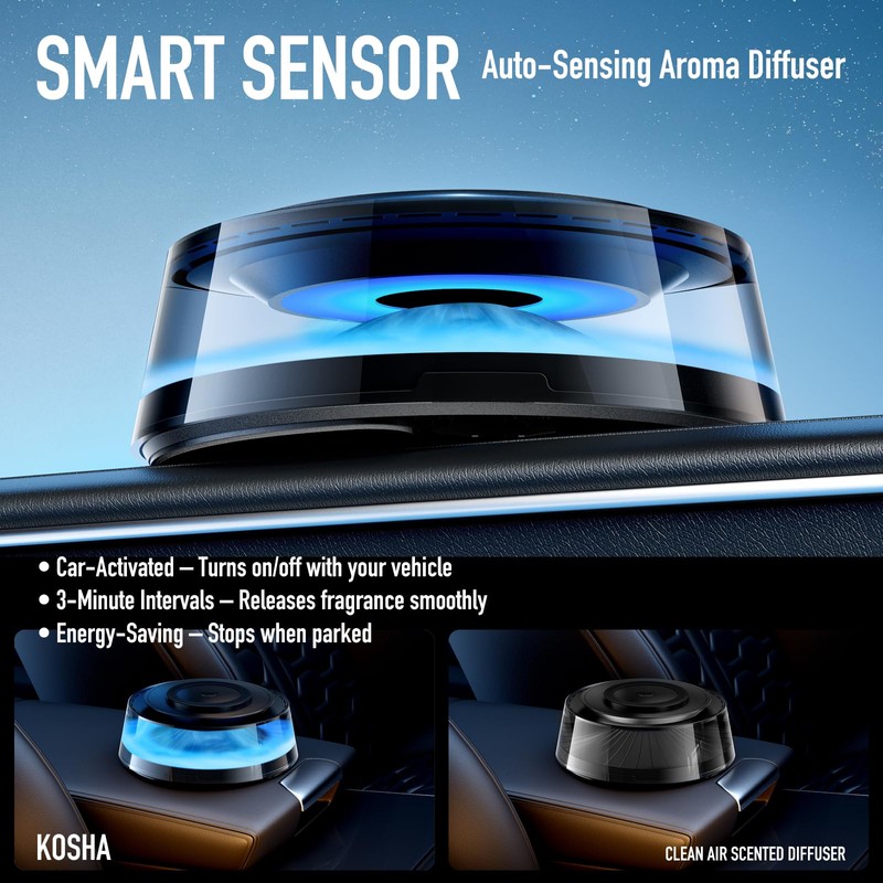 KOSHA Automobile Aroma Diffuser with LED Lights, Portable Car Air