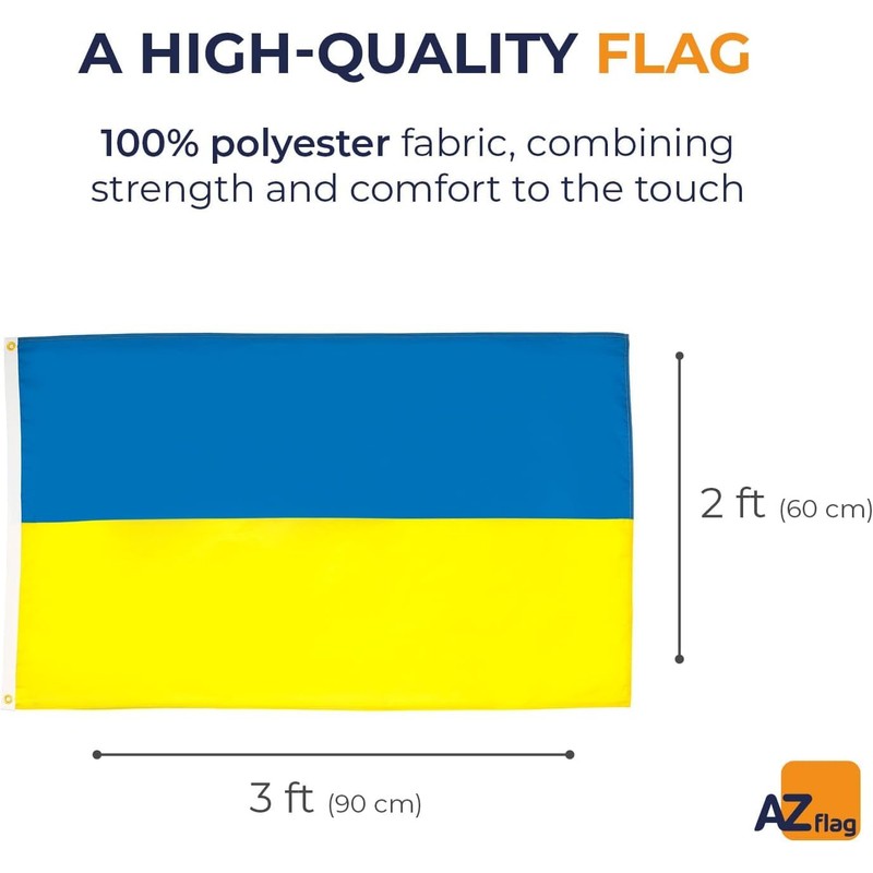 Happium Double Sided Ukraine National Flag Banner with Two Brass