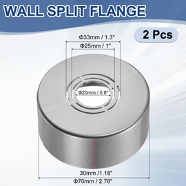 sourcing map Wall Split Flange, 2 Pcs 70x30 mm - Cuttable ABS Round Escutcheon Plate Cover Buckle, Shower Arm Flange for 20/25/33mm(0.8/1.0/1.3 Inch) Water Pipe Faucet Decoration (Gray)