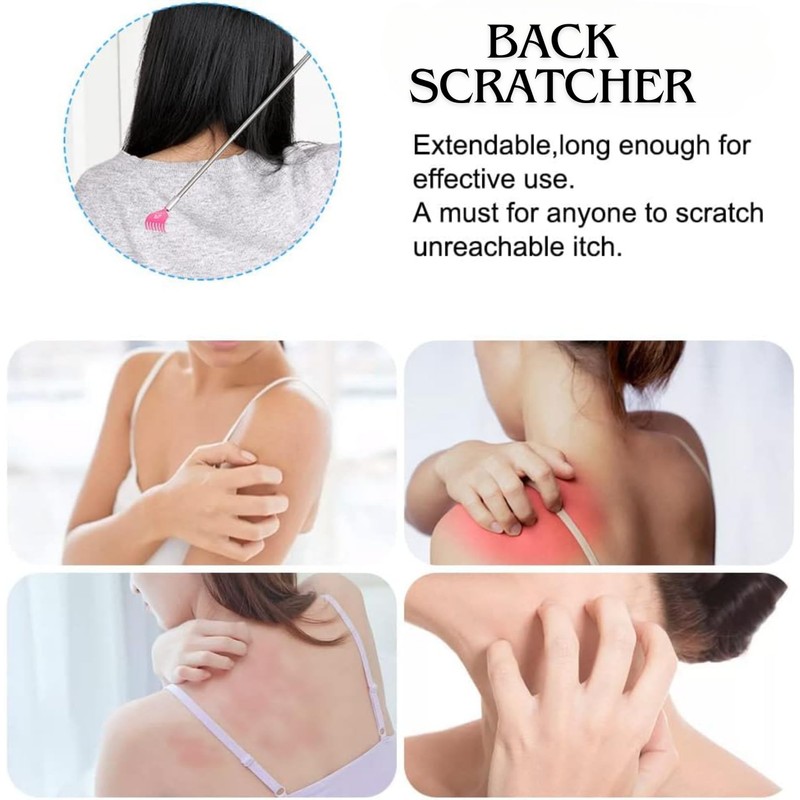 Back Scratcher, Stainless Steel Back Scratcher Massager, Telescoping Scratching Tool,