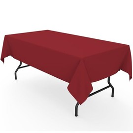 Pureegg Durable Table Cloth 60" x 102" - Reusable Polyester Red Tablecloths for Rectangle Tables, Washable Fabric Table Cover for Holiday Party, Dinner, Wedding & Baby Shower, 1 Pack