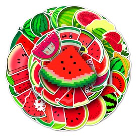 50 Packs Watermelon Stickers Water Bottles Laptop Phone Motorcycle Computer Guitar Skateboard Hydroflasks Watermelon Vinyl Sticker Waterproof Aesthetic Trendy Decals for Teens Girls Adults