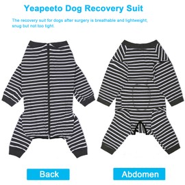 Dog Recovery Suit Full-Zipper After Post-Surgery Large Medium Dogs, Dog Bodysuit for Prevent Licking& Chewing Wounds Onesies Cone Alternative (Grey Stripe, 4X-Large)
