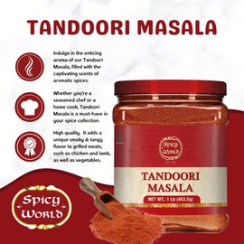 Spicy World Tandoori Masala 1 LB Jar Pack (Bulk Spice) - 16 Ounce - Seasoning - Natural, No Colors Added - Tikka Masala -