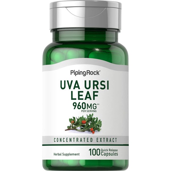 Piping Rock Uva Ursi Capsules 960mg| 100 Count | Concentrated Herbal Leaf Extract | Non-GMO, Gluten Free Supplement
