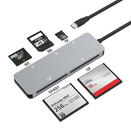 Lector de tarjetas CFast 2.0, lector de tarjetas USB C CFast 3.0 5Gbps CFast/CF/SD/TF/XD - Lector/adaptador de tarjetas de memoria 5 en 1 para San Disk, Lexar, Transcend, tarjeta Sony, leer CFast/TF