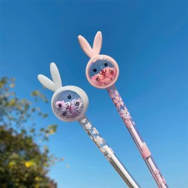 LEKAYIHU 8 Pcs Bunny Pens Gel Ink RollerBall Pens for Girls Students School Teens (Thick style)