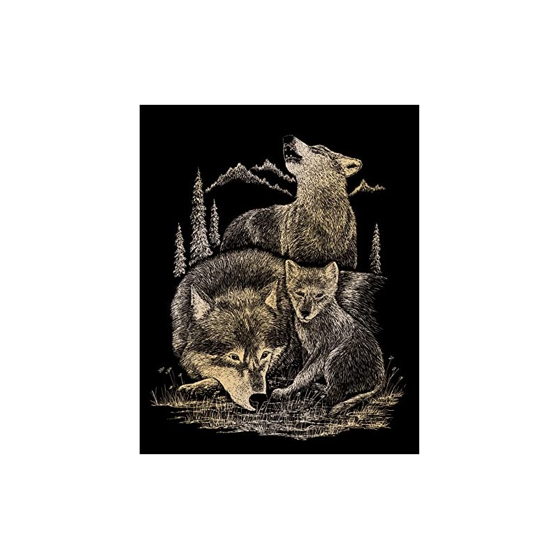 Royal & Langnickel Wolf Scratch Picture, Gold, Scratch Pictures for
