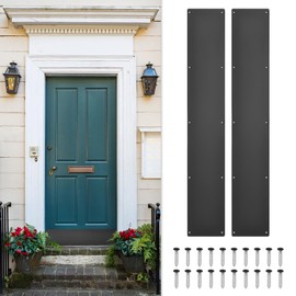 uxcell 2pcs Door Kick Plate, 6 x 34 Inches Aluminum Kick Plate Door Plate, 1.5mm (1/16 Inch) Thickness, for Exterior Front Door or Back Door, Black
