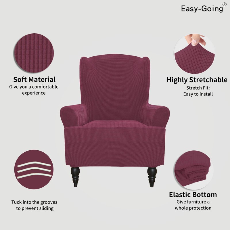 Easy-Going Stretch Wingback Chair Sofa Slipcover 1-Piece Sofa Cover Furniture