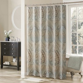 MVSUTA Sarita Taupe Paisley Polyester Fabric Damask Classic Shower Curtain,Farmhouse Khaki Waterproof Chic Bathroom Curtains,Extra Large 78" W x 78" L