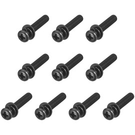sourcing map M5 x 25mm Carbon Steel Phillips Pan Head Machine Screws Bolts Combine with Spring Washer and Plain Washers 10pcs