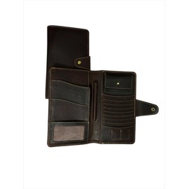 ABELE Large Genuine Full Grain Leather Passport Holder, ID Display, Coin Pocket, RFID Travel Wallet, 2 Passport Sleeves, Credit Cards, Pen Slot, SIM Card Holder, 20cm x 11.5cm, Light Brown, brown, L,