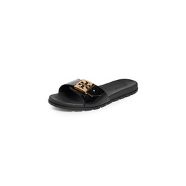 Tory Burch Women's Buckle Slides, Perfect Black/Gold/Perfect, 7 Medium US