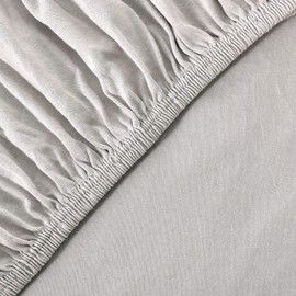 leevitex® Fitted Sheet, 140 x 200 cm to 160 x 200 cm, 100% Jersey Cotton, Mattress Height up to 25 cm, Oeko-Tex, Silver/Light Grey