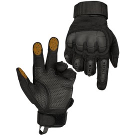 WOLFHUNT Tactical Gloves for Men Women, Tactical Gloves Hard Knuckle Airsoft Hunting Shooting Gloves, Motorcycle Cycling Gloves Touchscreen Medium Thickness, S, Black