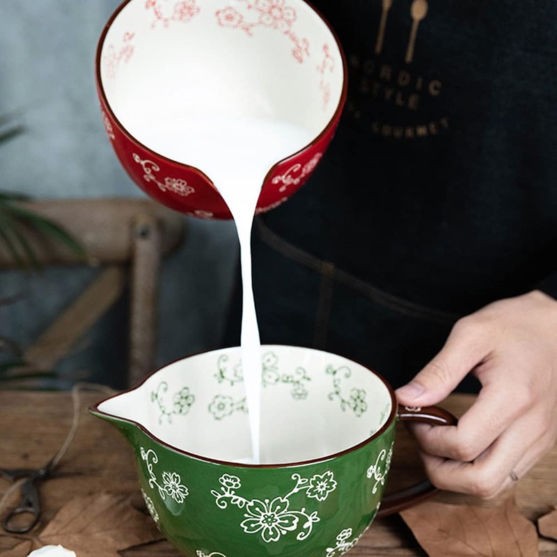Gaolinci Cherry Blossom Pattern Kitchen Ceramic Mixing Bowl, 1 Quart