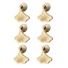 Morobor Ginkgo Leaf Shape Knob Handles, 6pcs Golden Drop Pendant